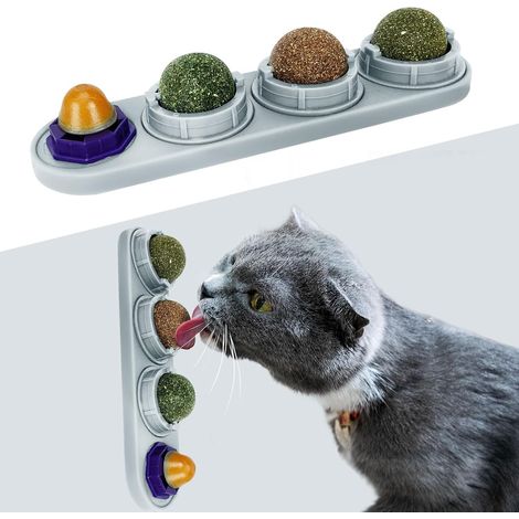 Boule Catnip Pour Chat - Adhésif Double Face - Nettoyage Dentaire Par Léchage - Naturel Sans Additif - Lot De 4 (1/5)