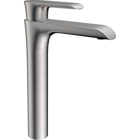 Robinet de lavabo surélevé 411 en laiton nickel brossé collection Enipée (1/3)