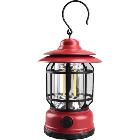 Lampe d'éclairage d'urgence LED suspendue avec technologie COB, style rétro, idéale pour le camping, le jardin ou la tente, cadeau parfait pour une nouvelle voiture (rouge, taille unique) (1/3)