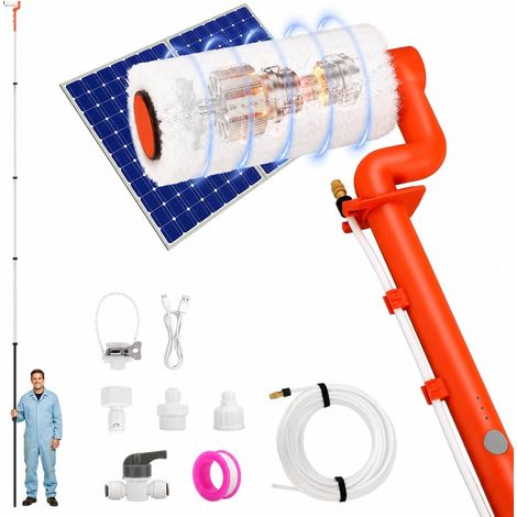 Brosse Telescopique Toiture Électrique Télescopique de 6,5M Perche Telescopique Nettoyage Panneaux Solaires pour Systèmes PV, Fenêtres, Toits de Terrasse et Nettoyage (1/5)