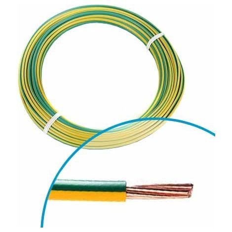 Nexans – Fil électrique rigide H07VR 6mm² vert jaune – Couronne 25m pour mise à terre – Cuivre classe 2 – Normes CE – 10130803