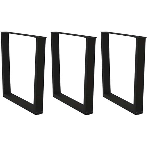 Lot de 3 pieds de table à manger en V réglables 90 x 73 cm support stable moderne en acier noir