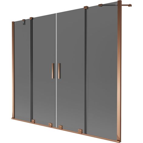 Mexen Velar Duo mampara de bañera de 2 hojas corredizas 180 x 150 cm, grafito, oro rosa - 896-180-000-42-60 (1/2)