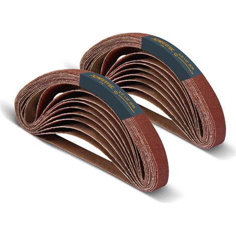 Lot de 40 bandes abrasives de 1,27 x 45,7 cm, grain 80 en oxyde d'aluminium pour ponceuse à bande, travail du bois, polissage des métaux (1/5)