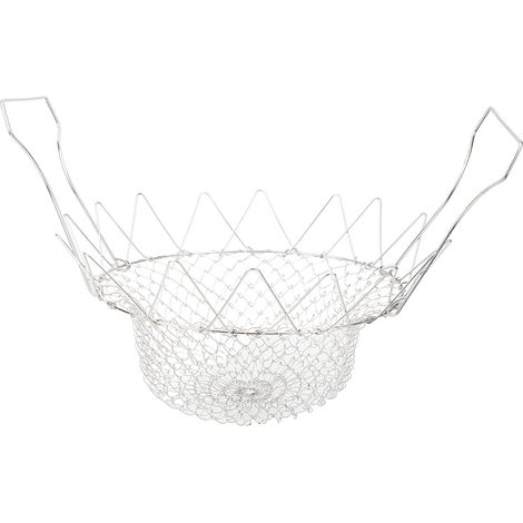 Passoire à friture pliante en acier inoxydable pour cuisson, panier de friture à vapeur et égouttage, ustensile de friture (1/5)