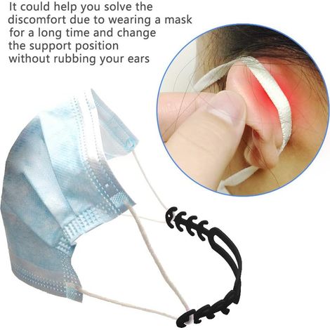 8 pièces Attache Porte Masques, Antidérapant Extensions de Sangle de Masque derrière la tête, Réglable Crochet Support Masque Protege Oreille pour Enfant Adult