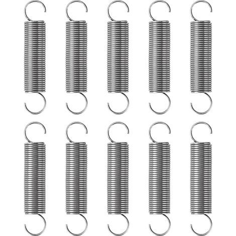 10 Pièces - Ressort De Traction - Ressort En Acier Inoxydable - Double Crochet Pour Fixation - Résistant À La Corrosion - Pour Bricolage Et Industrie - Argent - 0,9x10x50cm (1/5)