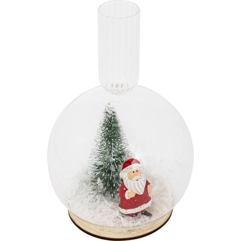 Photophore boule à neige Père Noël H.15cm verre - Atmosphera créateur d'intérieur (1/2)