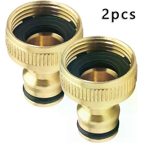 2 Stück 3/4-Zoll-auf-1/2-Zoll-Gartenwasserhahn-Schlauchadapter-Verbinder aus Messing, Schnellkupplung (1/4)