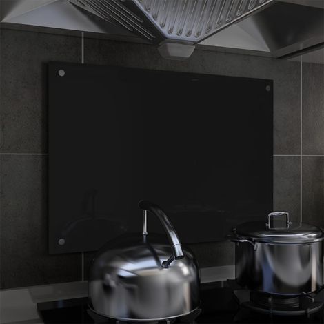 vidaXL Paraschizzi per Cucina Nero 70x50 cm in Vetro Temperato