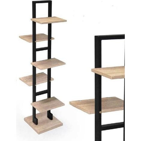 TRADE SHOP - Scaffale Portaoggetti Libreria 5 Ripiani Legno 30x30x131 Cm Metallo Nero 783197 - (1/3)