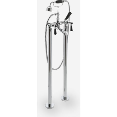 Milano Elizabeth Freestanding Bath Shower Mixer Tap - Chrome & Black (Lever Handles) (1/5)