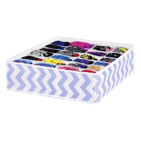Caja Azul con 24 Compartimentos para guardar Calcetines y Ropa Interior (1/5)