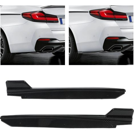 Heckstoßstangenblende in Hochglanzschwarz (Paar, jeweils zur Montage auf beiden Seiten) für BMW 5er G30 M-Tech 525i, 530i und 540i (2017-2022), Carbonfaser-Optik. (1/5)