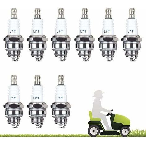 Confezione da 10 candele L7T per motoseghe, decespugliatori, tosaerba e motori a due tempi.