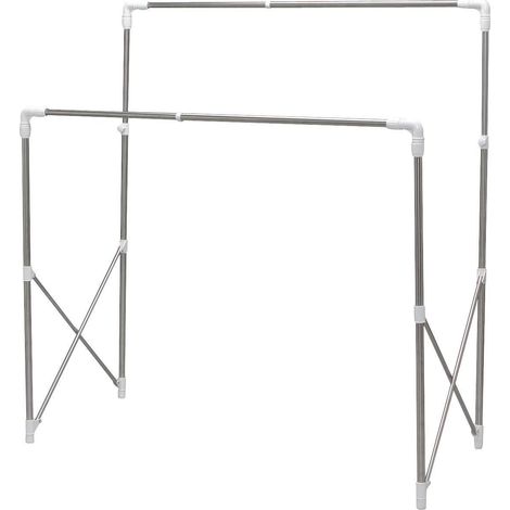Iris Ohyama, Portant à vêtement, 2 étagères, jusqu'à 20 kgs de capacité, ajustable 97/150 x 66 x 122/160 cm, intérieur ou extérieur - Telescopic Multifunction Rack SMH-150R - Blanc