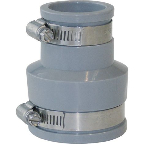 First Plast – Raccord d'évacuation PVC Ø45/38 à Ø38/30 mm – Multi-matériaux – Certifié NF – Solution flexible pour plomberie