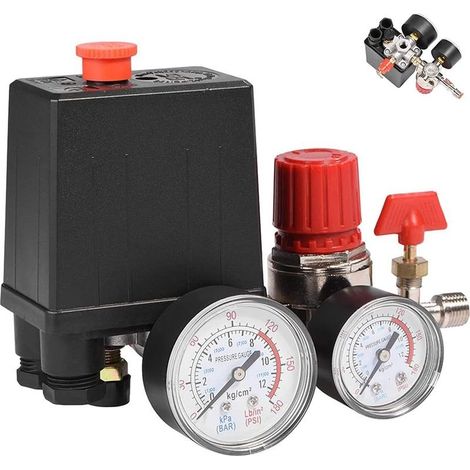 Pressostat pour compresseur d'air monophasé à 4 ports avec jauges pour une réduction rapide de la pression