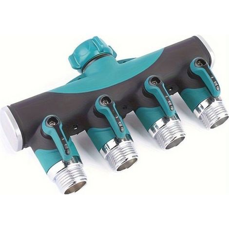 Robinet De Jardin 4 Voies - Alliage De Zinc - Raccord Fileté 3/4" - Vannes D'Arrêt Indépendantes - Norme Européenne - 1 Pièce (1/4)