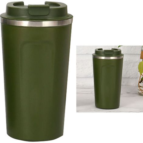 Doppelwandiger, isolierter Reisebecher aus lebensmittelechtem Edelstahl 304, 510 ml, grün, für heiße und kalte Getränke (1/5)