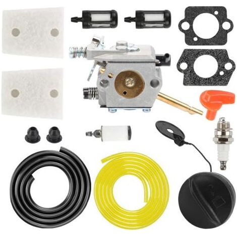 FS66 WT-45 Carburateur pour Stihl FS86 FS48 FS52 FS56 FS62 FS81 FS106 Débroussailleuse Remplace WT-45-1 WT-45A 4126 120 0610, avec joint Bougie d'allumage Bouchon de carburant (1/5)