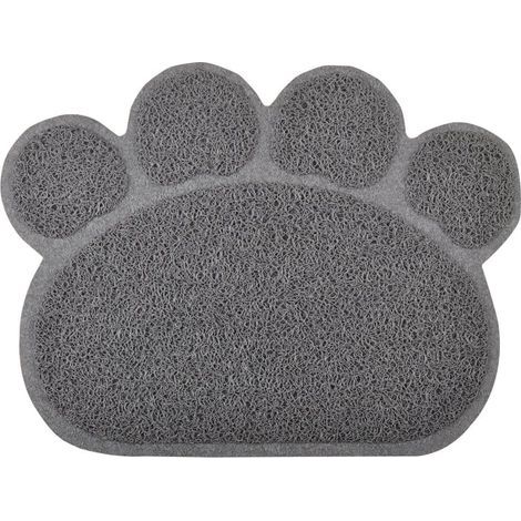 Katzenstreumatte – Pfotenabdruckform – Schmutzabweisend – Weiches und wasserdichtes PVC – Für den Heimgebrauch – Grau – 40 x 30 cm