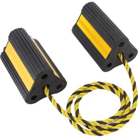 Cales de roue blocs en caoutchouc robustes bouchon de pneu antidérapant avec corde et bandes réfléchissantes pour remorques Camping véhicule camion (1/5)