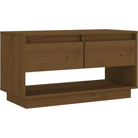 vidaXL Mueble de TV madera maciza de pino marrón miel 74x34x40 cm (1/2)