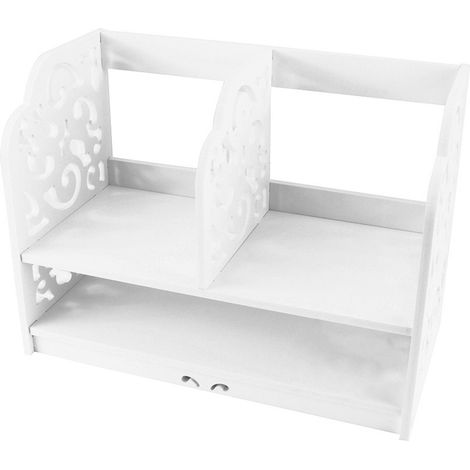 Étagère à deux niveaux à monter soi-même avec boîte de rangement pour CD et livres, étagère d'exposition pour bureau à domicile. (1/5)