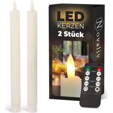 2x Novaliv LED Kerze Echtwachskerzen Weiss (1/5)