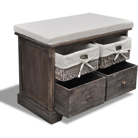 vidaXL Aufbewbänkchen Braun 62x33x42 cm Paulownia Holz