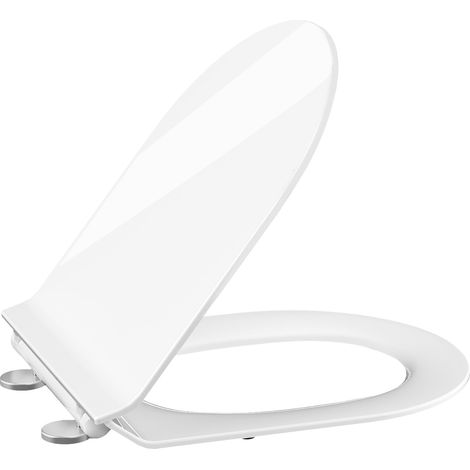 Abattant WC professionnel Duroplast UF - D-Forme courte, frein de chute, charnières réglables, déclipsable rapide, idéal sanitaires commerciaux, ultra-fin double couche - Couleur : U2087 petit D UF ul (1/5)