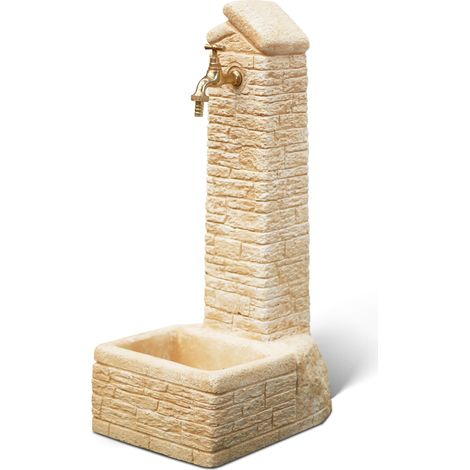 Fontana da Giardino Senza Rubinetto in Cemento Granulato di Marmo Zambla Nocciola