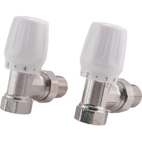 Robinet thermostatique de radiateur. lot de 2. 15 mm x 1/2 pouce. robinet thermostatique d'angle TRV. (1/5)