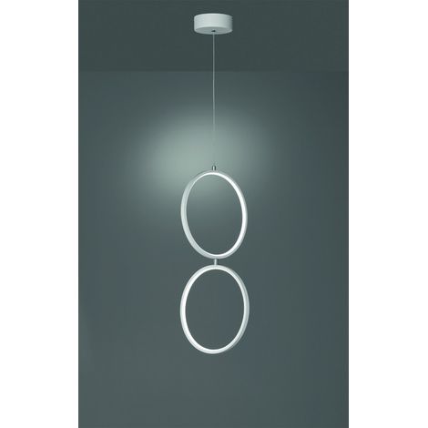 RONDO' SOSPENSIONE LED DOPPIO CERCHIO METALLO BIANCO OPACO CON VARIAZIONE INTENSITA CON INTERRUTTORE A PARETE DIAM. 30 CM incl. 1x SMD LED, 22W · 1x 2500lm, 3000K (1/2)
