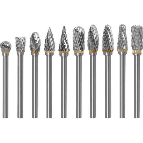 BEBUSINGOTO 10er-Pack Doppelschlitz-Drehfeilen-Schleifköpfe DIY Holzschnitzerei Metall Polieren Gravieren Bohrwerkzeuge