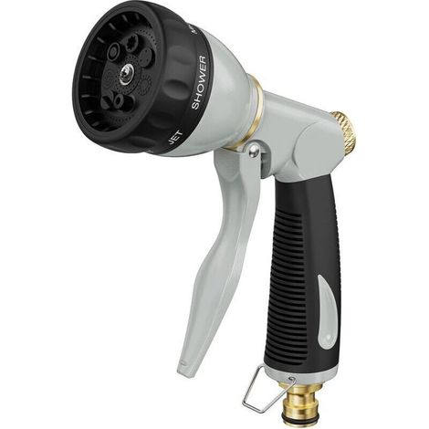 Arrosage de jardin 7 fonctions, pistolet d'arrosage en métal avec raccords en cuivre pur, pistolet d'arrosage pour irrigation des plantes, nettoyage de la cour et lavage de véhicule (1/4)