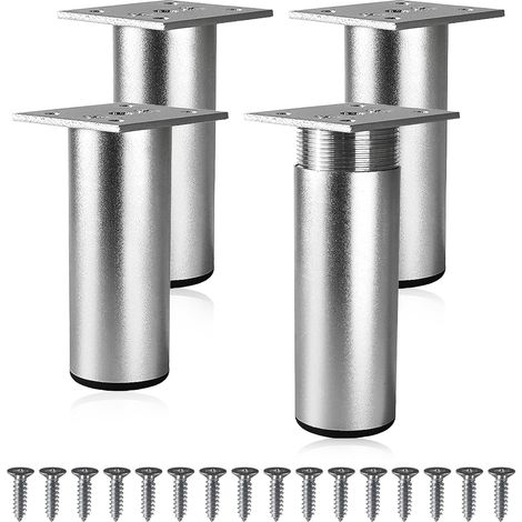 verstellbare Möbelfüße (10–11 mm), Tischbeine aus Aluminiumlegierung, Möbelfüße, Stützfüße mit Schrauben, für Möbel, Sofas, Kleiderschränke, Küchenschränke, Silber (1/5)