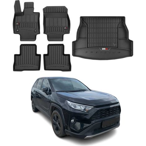 OMAC Kit Tapis de Sol et Coffre pour Toyota RAV4 2018-2022 TPE Noir