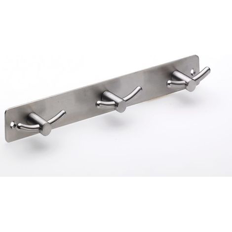 Hettich Garderobenleiste 3 Haken 27,0 x 3,5 x 3,5 cm Edelstahl Hakenleisten