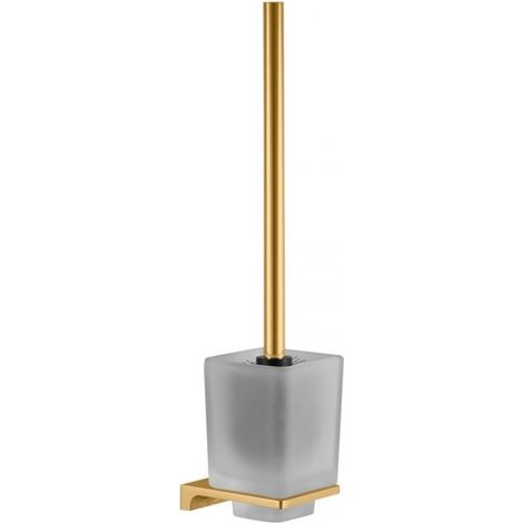 Brosse WC murale NIL en laiton doré brossé et verre H.36,5 cm (1/2)