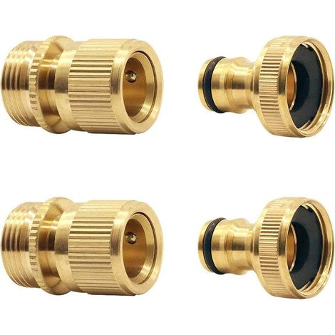 - Schnellkupplung für Gartenschlauch mit Absperrventil, 3/4"-Schnellkupplungen mit Kugelhahn, Easy Connect- und Schnellverschlussadapter (2 Sets) (1/5)