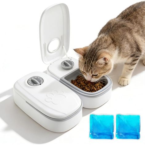 Automatic Cat Food Dispenser with 2 Meals, Cat Food Dispenser with Timer 48 Hours, Automatic Cat Bowl for Cats and Small Dogs (1/5)
