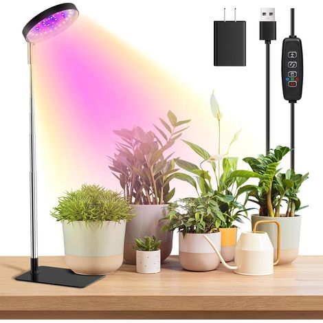48 LED Desktop Plant Lamp, Growlight, 6000K Indoor Plant Lamp with Timer 3/9/12H, 10 Brightness Levels, 3 Lighting Modes (Black) (1/5)