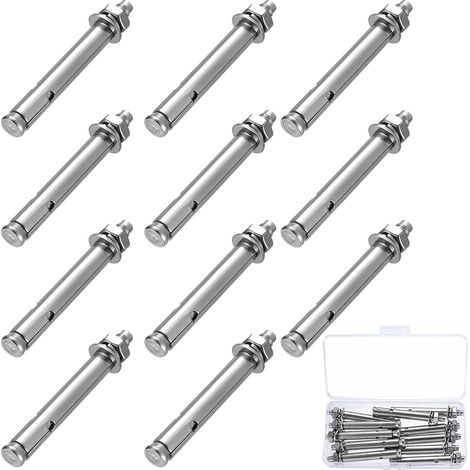 11 Pcs M8 Boulons à Expansion, Goujons d'ancrage Acier inoxydable, Ancrage à Douille Métalliques, Vis d'Expansion avec Goujon, Ancrage de Fixation, Cheville beton pour Cheville a Expansion, M8x80mm (1/5)