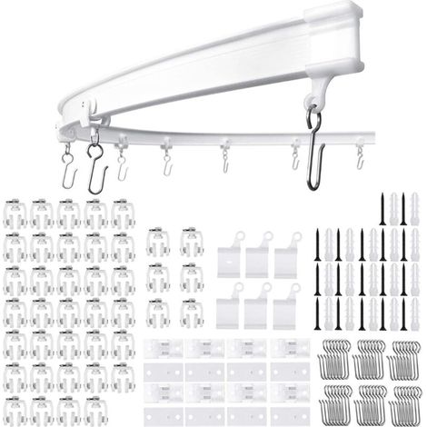 Binario flessibile per tende da soffitto, binario curvo per tende 3M con rulli silenziosi, supporto pieghevole per box doccia.
