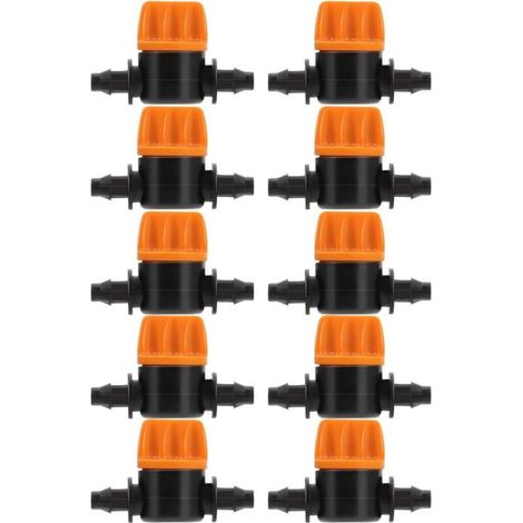 10 Pièces Vanne de Commutation D'irrigation Goutte à Goutte 4/7 Connecteur de Tube D'irrigation Connecteurs de Tuyau Vanne Barbelée Convient pour Jardin Agricole (1/4)