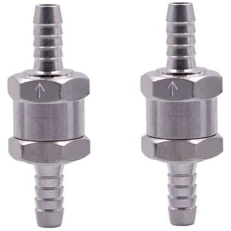 2 Pièces Clapet Anti-Retour 8MM Valve de Carburant en Alliage d'Aluminium Non Retour Clapet Anti-Retour pour Essence Diesel Carburateur Systèmes de Carburant à Basse Pression (8MM),argent (1/5)