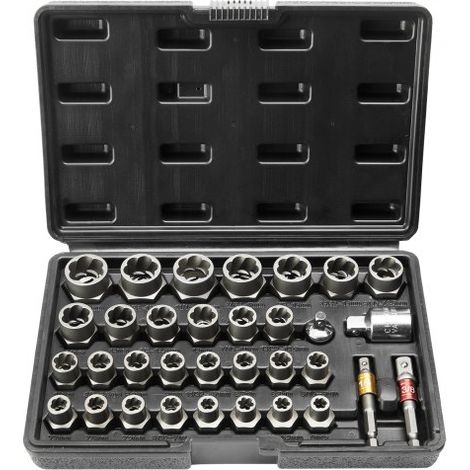 Bolzenausdreher-Set, 29-teiliges Bolzen- und Muttern-Entferner-Set, 6mm bis 10mm, 10,3mm bis 19,05mm, Auszieh-Steckschlüsselsatz aus CR-MO-Stahl mit Aufbewahrungskoffer, Mutter zum Entfernen (1/5)
