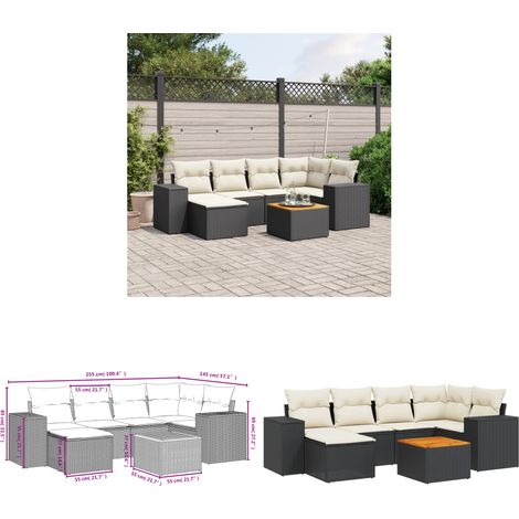 Salon de jardin 7 pcs avec coussins noir résine tressée - Ensemble Salon De Jardin - Meuble Extérieur - Jardin Design - Mobilier De Jardin - Set Salon De Jardin - Home & Living (1/3)